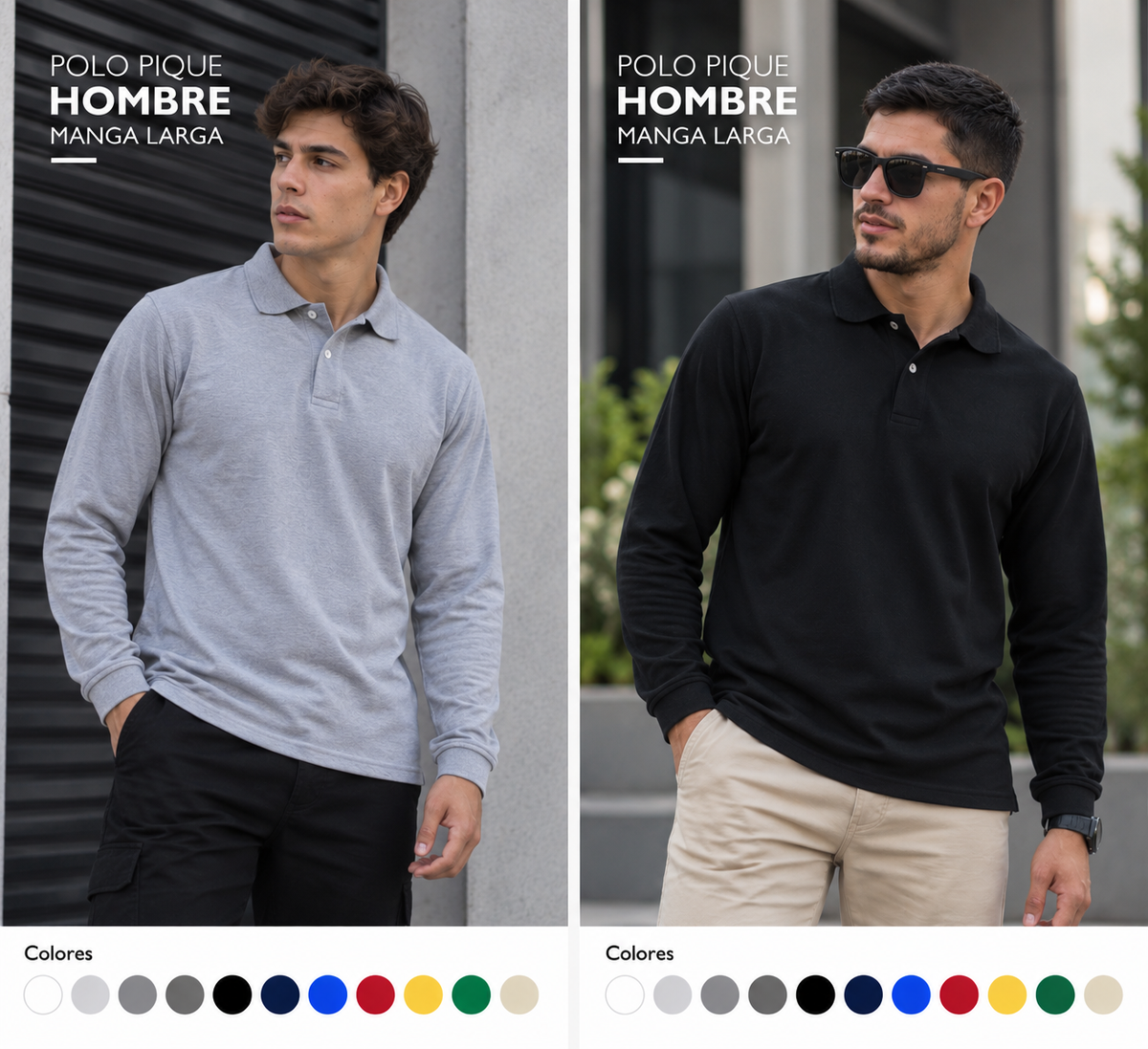 Polo pique  Hombre Manga Larga