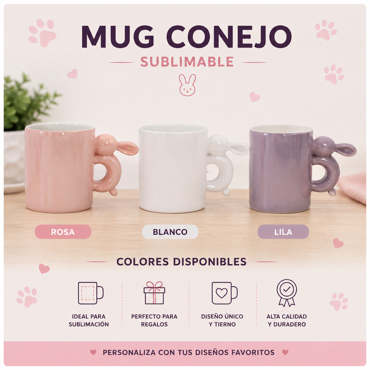 Mug conejo sublimable