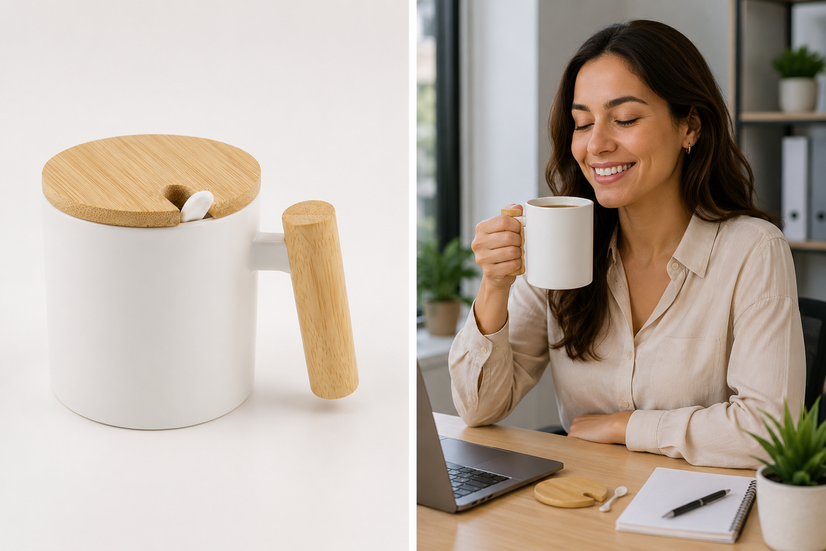 mug bambu cerámica sublimable