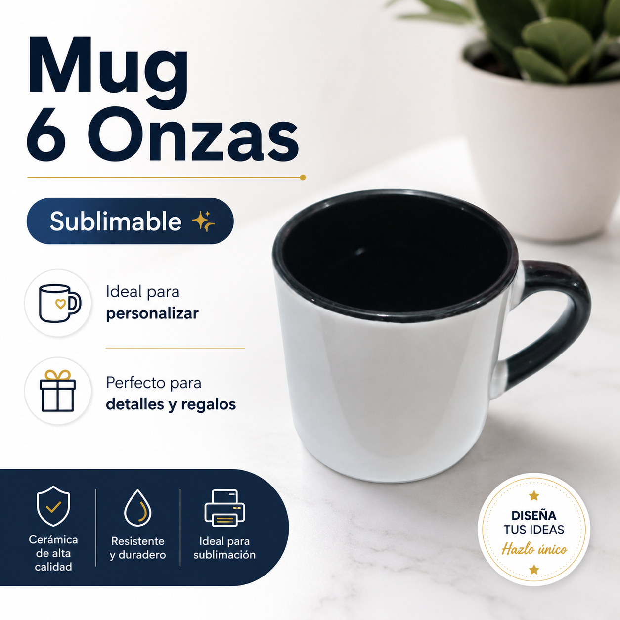 mini mugg 6 Oz interior negro