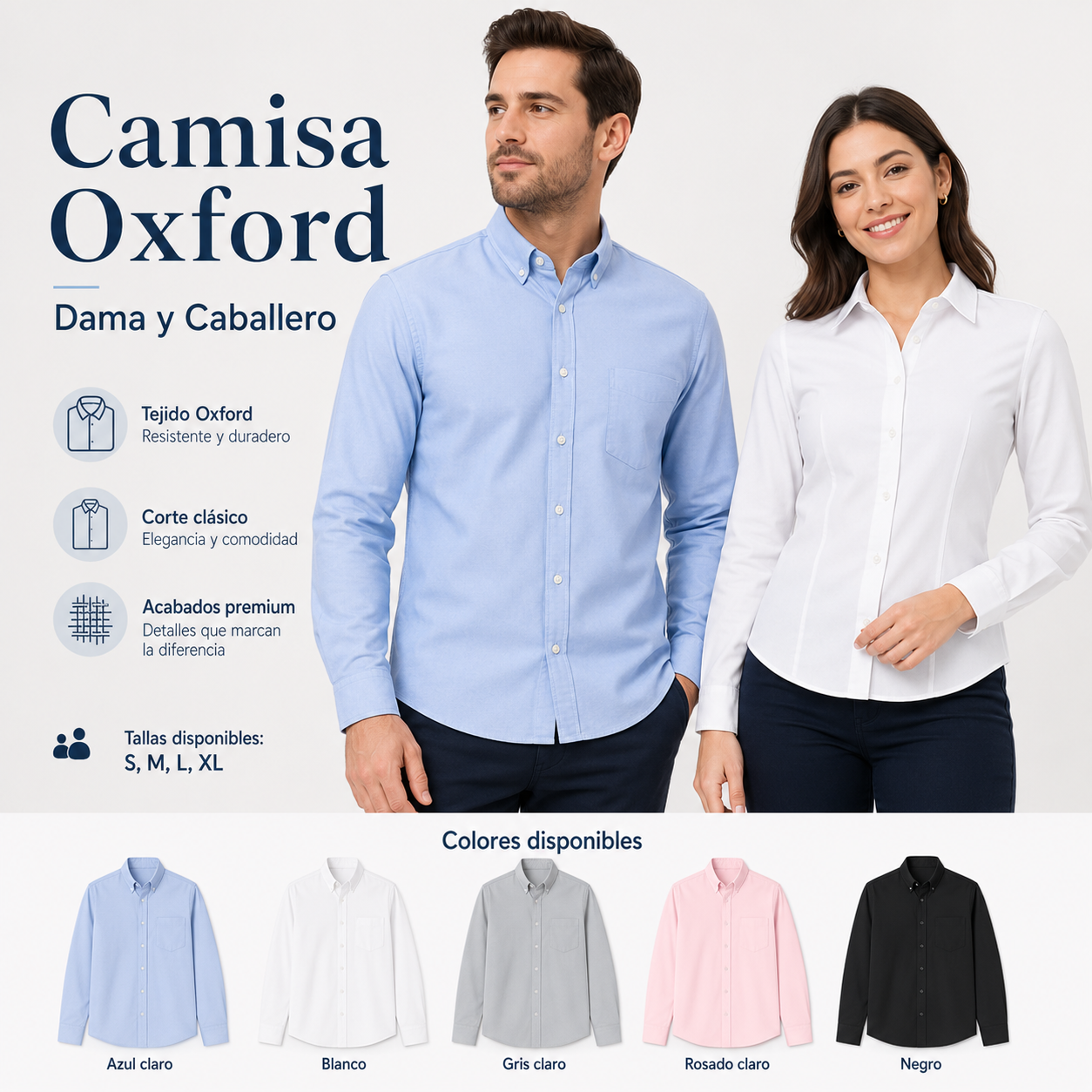 camisa manga larga oxford