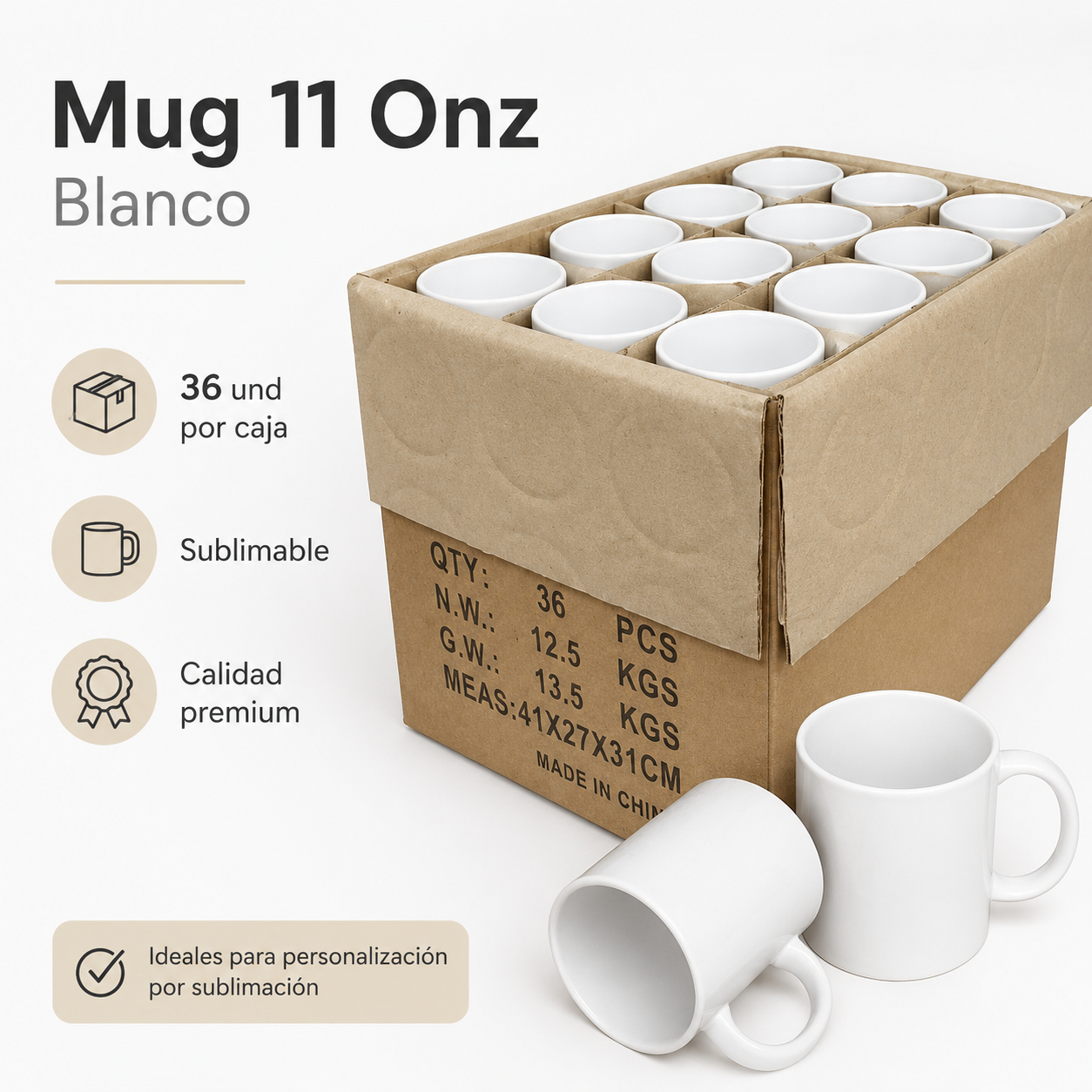 caja de mug 11 onz x 36 und