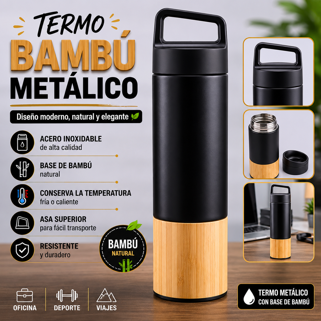 termo bambú metálico