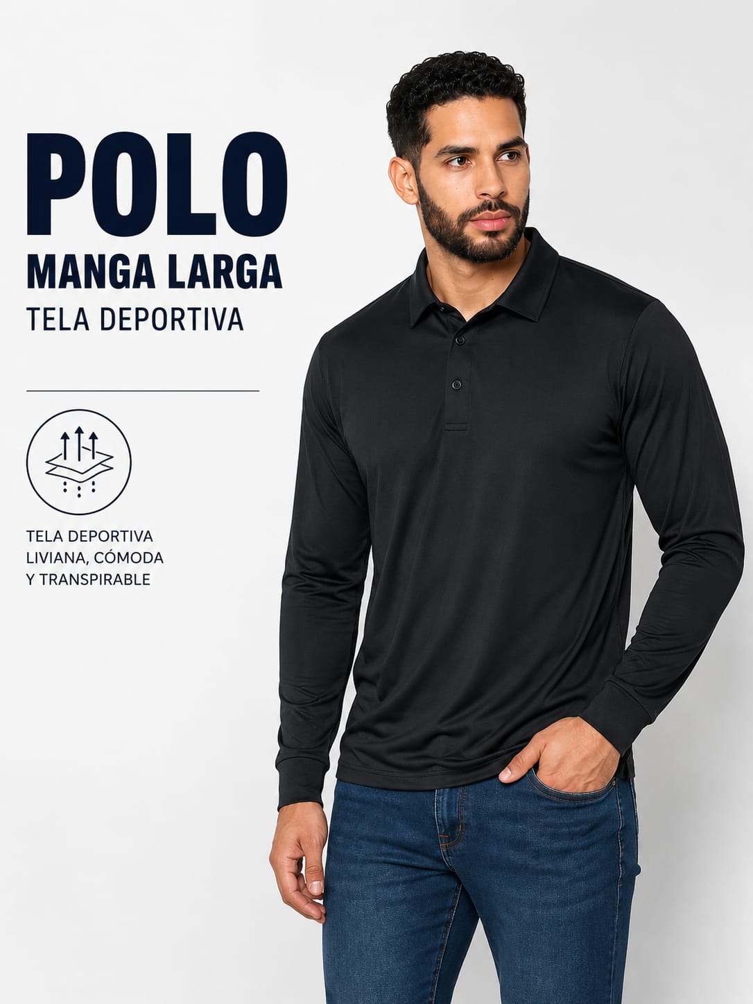 Polo manga larga tela deportiva