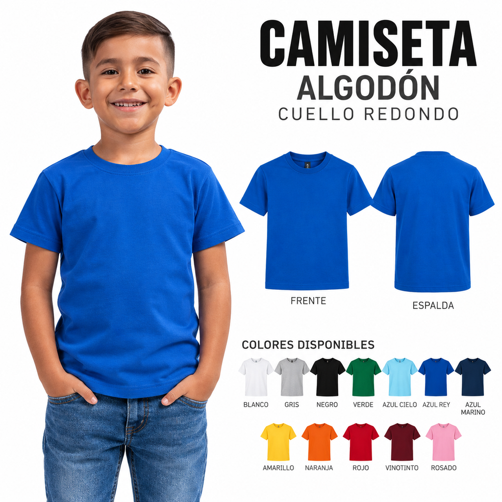 camiseta algodón peinado cuello redondo