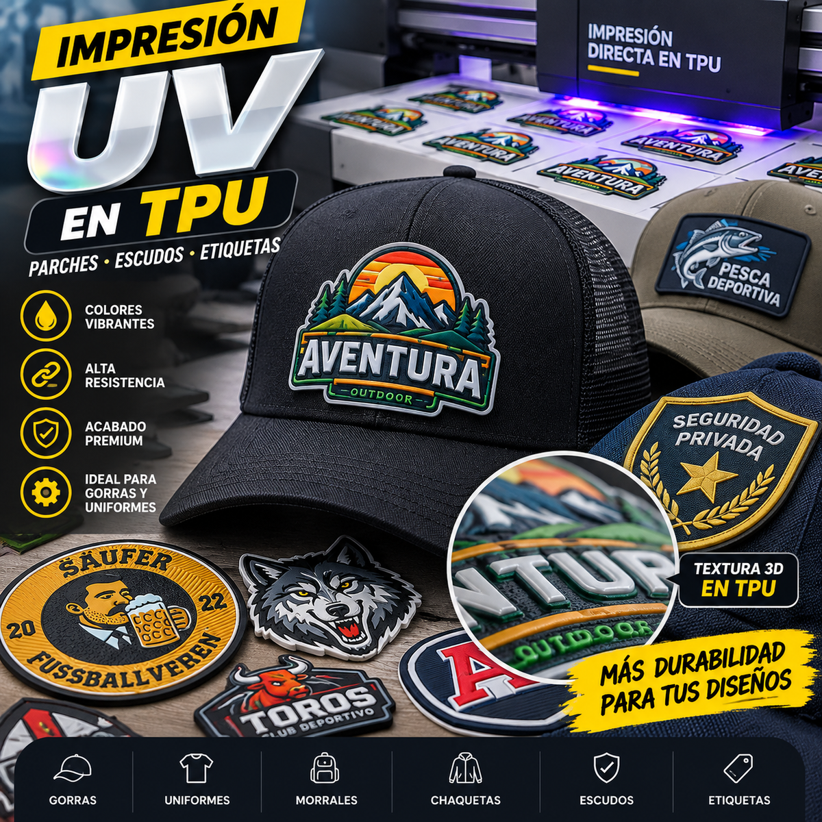 impresión uv tpu textil relieve