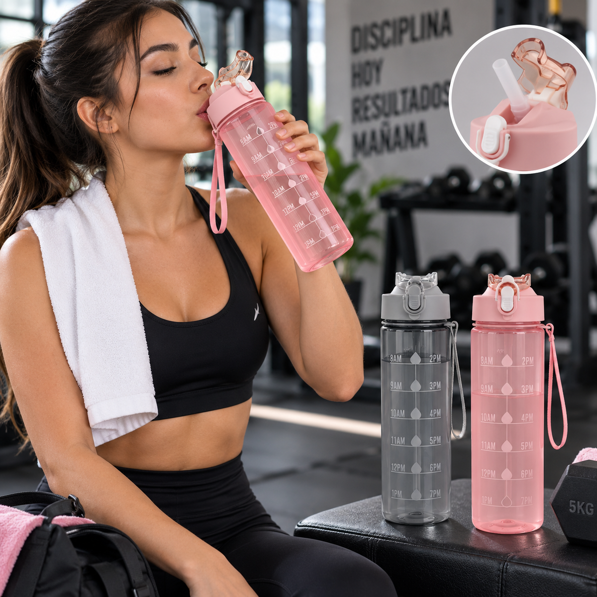 Botella de agua deportiva de 750 ml
