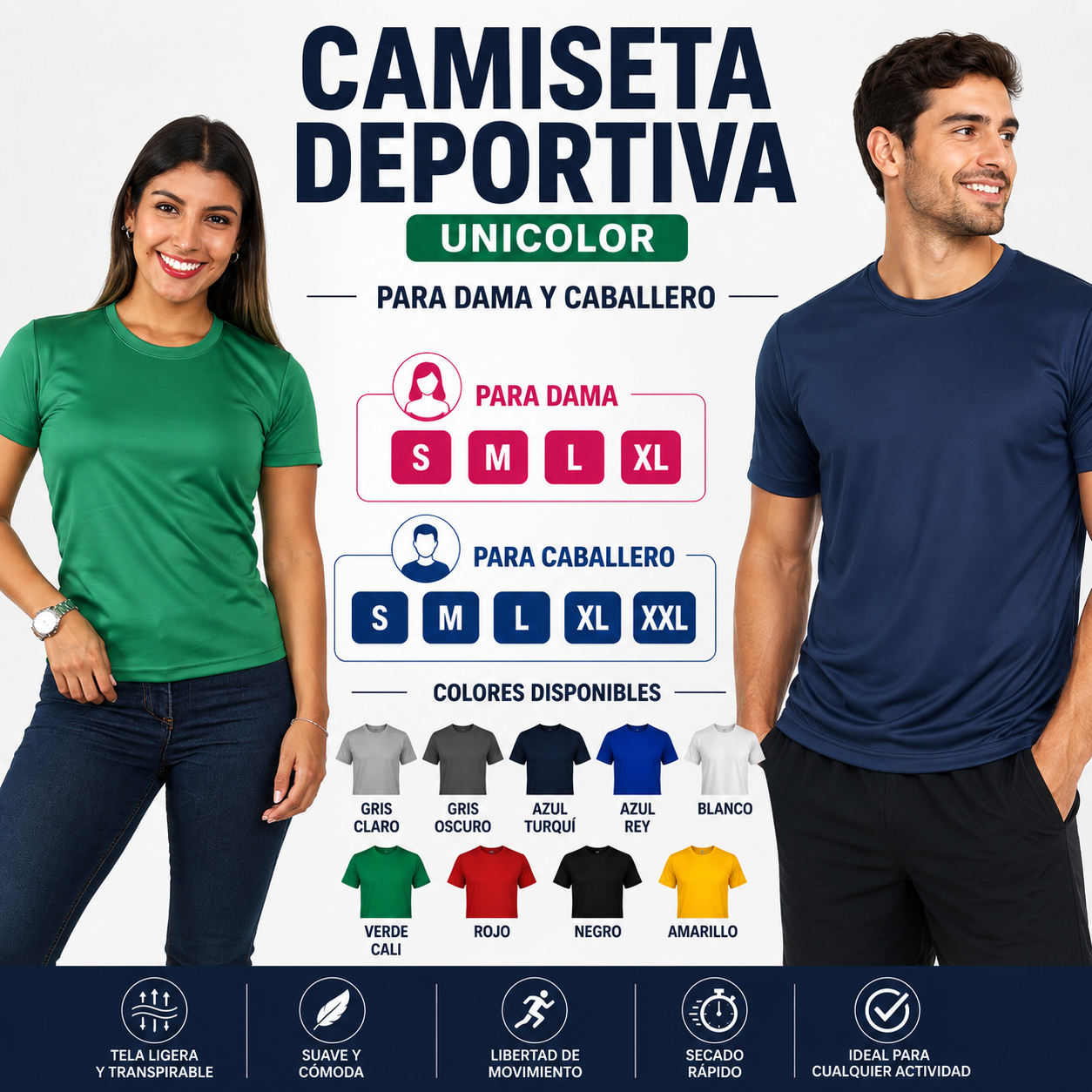 camiseta deportiva cuello redondo