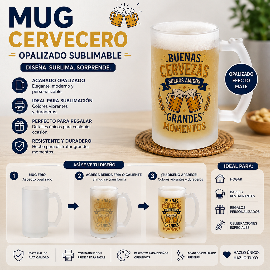 Mug cervecero opalizado sublimable