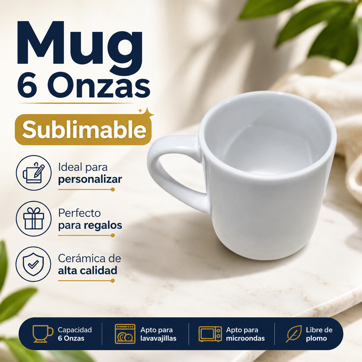mugg 6 oz blanco